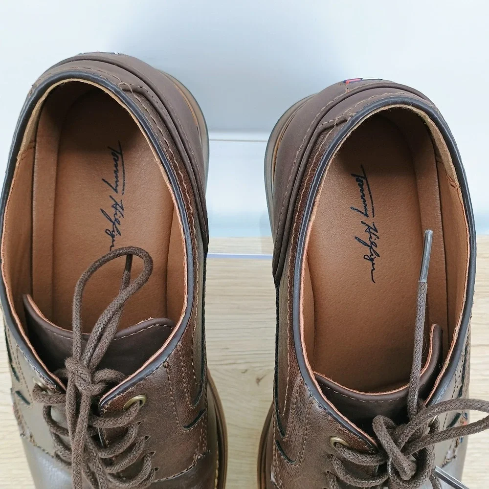 Tommy Hilfiger Banly Men Size 8.5 Brown PU Leather Dress Shoes Cap Toe Oxford
